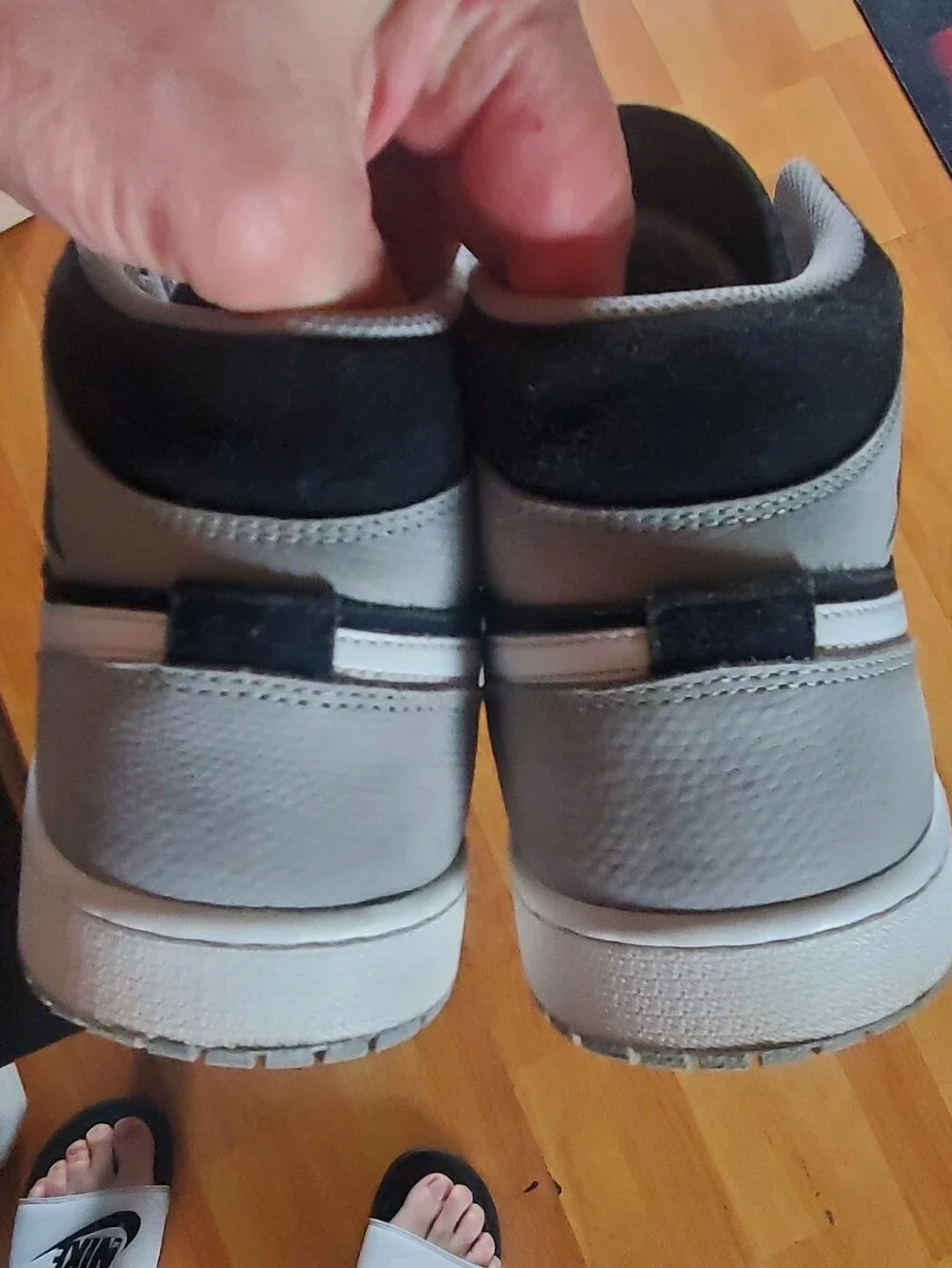 Air Jirdan Cements Mid-Top Sneakers in Black, White, Gray